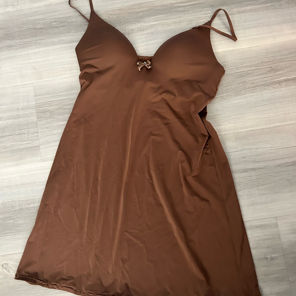 Brown Slip Dress Uniqlo x MameKurogouchi
